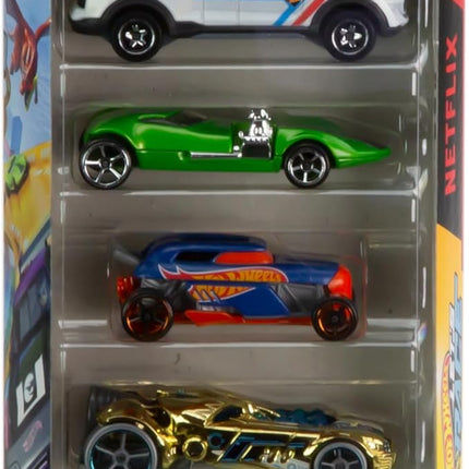 Hot Wheels Toy Cars & Trucks 5-Pack, Set of 5 Die-Cast Vehicles from The Animated Netflix Series Let’s Race!