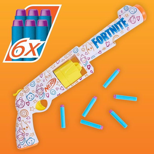 Nerf Fortnite Frenz 4 Ever Blaster, Bonus Code to Unlock Frenz 4 Ever Wrap in The Game, 6 Elite Darts, 6-Dart Drum, Fortnite Gifts
