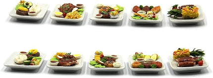 Lovely Mixed 5 Assorted Hawaiian Grilled, Steak, with Appetizer Dish Dollhouse Miniature Food, Tiny Food for Collectibles, Compatible with Barbie Dollhouse and Diorama Scale 1:6, 1/6