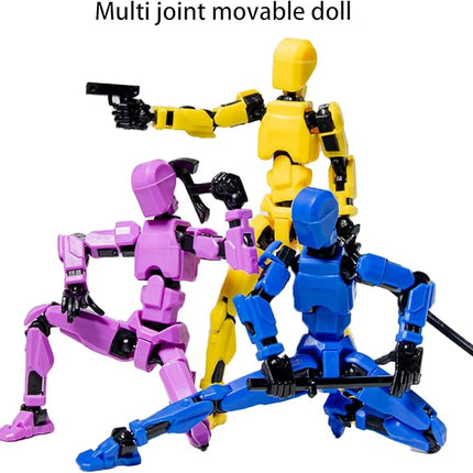 Titan 13 Action Figure, Action Figures, Titan 13 Action Figure 3D Printed Robot Multi-Jointed Movable, Desktop Decorations for Game Lovers（Golden）