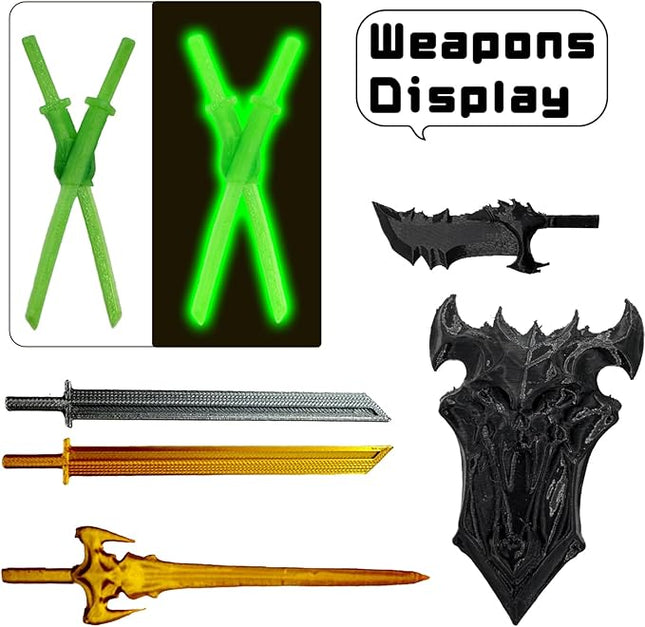 3D Printed 5.54-inch Multi-Jointed Action Figures Dummy13, Full Body Mechanical Movable Toy, Multiple Accessories, Hand Painted Figure, Desk Decoration, Creative Gifts (Glow at Night - Green)