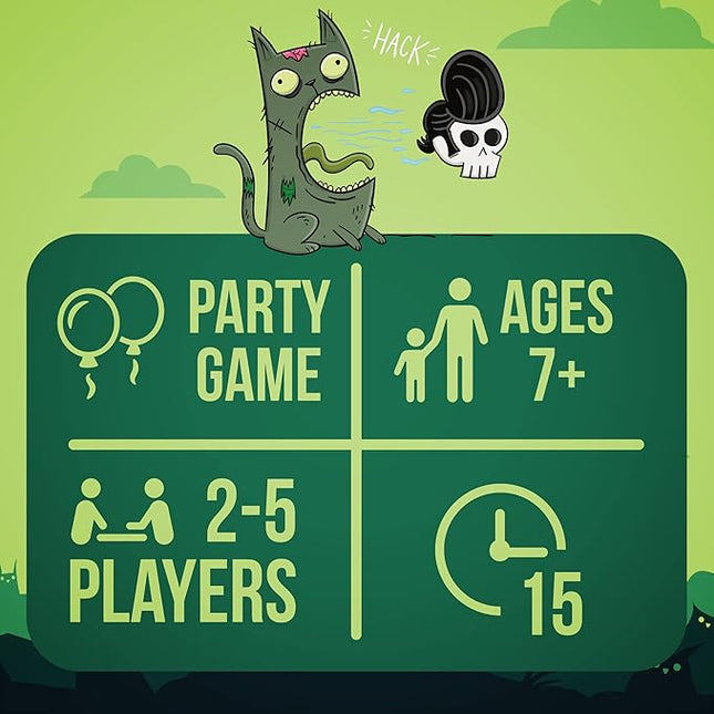 Exploding Kittens Zombie Kittens 2-5 Players - Ages 7+ - 15 Minutes to Play - High Stakes Zombie Card Game - Party Game, Family Game Night, Kid and Adult Card Game