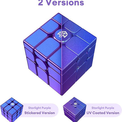 GAN MirrorM UV-Coated, 3x3x3 Magnetic 48 Magnets Glitter Sparkle Mirror Speed Cube Puzzle Game Magnets Toys for Kids Adult Cuber, Corner Cutting, Solve by Shape, Purple