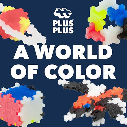 PLUS PLUS 240 Piece Interlocking Building Blocks for Kids, Open Ended Connecting Toys, STEM Bin Mini Manipulatives - Glow Mix Play Tube & Baseplate