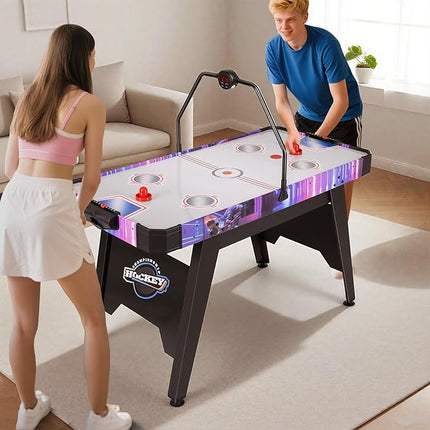 GYMAX Air Hockey Table, 56 Inch Air Hockey Arcade Game Table with Powerful 12V Motor and LED Digital Scoreboard, Includes 2 Pushers and 2 Pucks, for Home, Game Room and Office