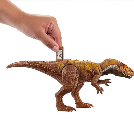Mattel Jurassic World Wild Roar Dinosaur Toy with Sound & Attack Move, Megalosaurus Posable Action Figure Includes Digital Play, 11 inches Long