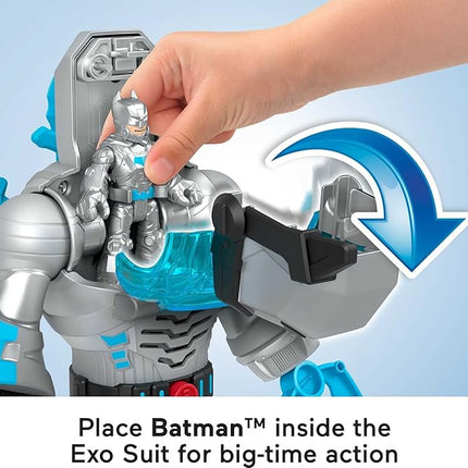 Fisher-Price Imaginext DC Super Friends Batman Toy Insider & Exo Suit 12-Inch Robot with Lights Sounds & Figure for Ages 3+ Years, Defender Grey