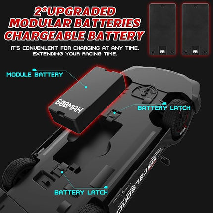 Remote Control Car RC Drift Car 1:16 Scale 4WD RC Vehicle with LED Lights 2.4GHz 30km/h RTR High Speed Racing Sport Toy for Adults Boys Girls Kids Gift 2Pcs Rechargeable Battery