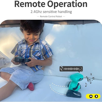 GILOBABY Remote Control Robot Toy for Kids 3-5 Years, Flashing LED Eyes, Dancing and Flexible Moves, Auto Demo Mode, Gift for Boys (Blue)