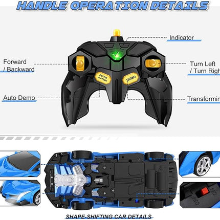 Transform Remote Control Car Toy for Kids 4-8, Remote Control Car for Boys 4-7, Transform Cars for Boys 4-6