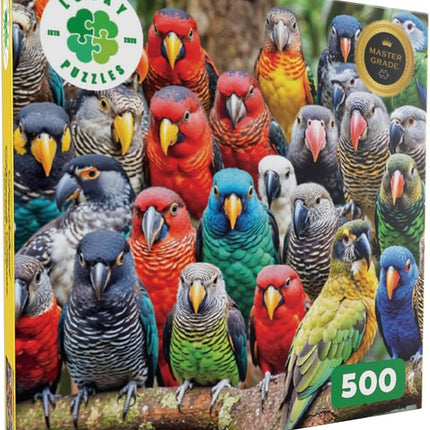 Lucky Puzzles 'Feathered Friends Fiesta' | 500 Piece Jigsaw Puzzle for Adults | Unique Bird Artwork | Best Challenging Puzzles for Cognitive Workout | 18 x 24 Inches | Fun Puzzle for Families