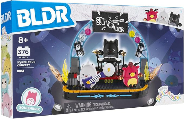 BLDR Squishmallows 375-piece Squish Tour Concert Building Set 0051 - Includes Squishmallows Buildable Figures Emily, Gordon, and Jarik