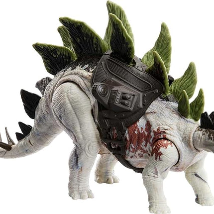 Mattel Jurassic World Gigantic Trackers Action Figure, Stegosaurus Dinosaure Toy with Attack Motion & Tracking Gear, Plus Downloadable App & AR