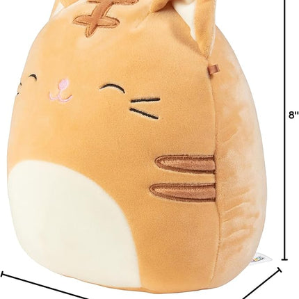 Squishmallows 8-Inch Nathan The Orange Cat - Official Jazwares Plush - Collectible Soft & Squishy Kitty Stuffed Animal Toy - Add to Your Squad - Gift for Kids, Girls & Boys
