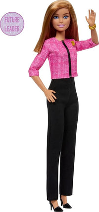 Barbie Careers Doll & Accessories, Future Leader with Blonde Hair Wearing Outfit with 2 Golden Bracelets & “B” Pin, Includes Sticker for Kids