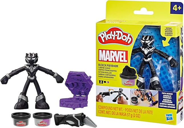 Play-Doh Marvel Black Panther Cutting Claws with Bendy Action Figure, Imagination Toys for 4 Year Old Boys and Girls and Up