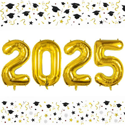 Smlpuame 40 Inch Number 2 Balloons Gold, 4pcs Huge Foil Balloon Numbers 2 0 2 5 for 2nd 5th 20th 25th 50th Birthday Anniversary Graduation Class of 2025 Party Decorations Supplies