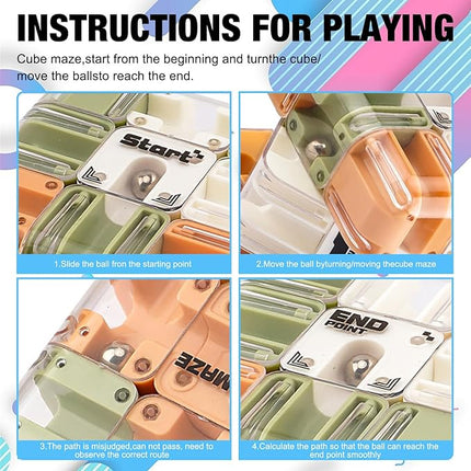 Large 3D Labyrinth Cube Puzzle - Engaging Brain Teaser Toy, 3D Maze Cube, Brain Training Puzzle, Improve Spatial Recognition and Cultivate Logical Thinking