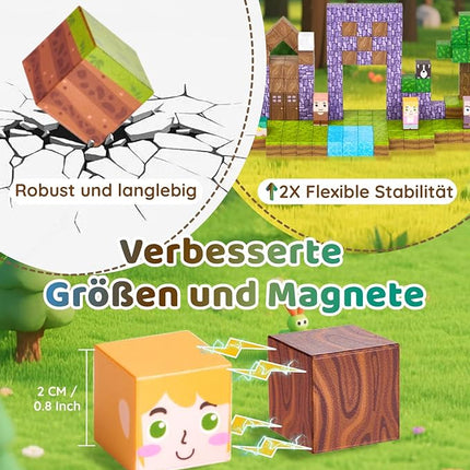 123PCS Magnetic Blocks - Forest Castle Theme Magnetic Blocks Building Toys, Toddler Magnet Toys STEM Building Game Sensory Gift for Kids Ages 3 4 5 6 7 8 9+ Boys Girls Birthday Gifts