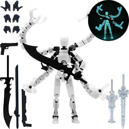 Assembly Completed T13 Action Figure 3D Printed Multi-Jointed Movable T 13 Lucky 13 Dummy 13 Nova 13 Robot 13 Action Figure Desktop Decorations for Game Lovers (Night Light, 5.5 Inch)