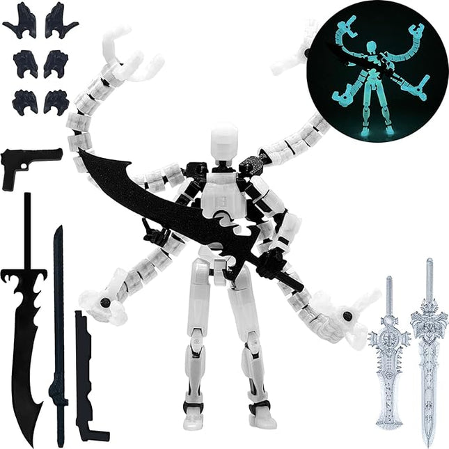 Assembly Completed T13 Action Figure 3D Printed Multi-Jointed Movable T 13 Lucky 13 Dummy 13 Nova 13 Robot 13 Action Figure Desktop Decorations for Game Lovers (Night Light, 5.5 Inch)