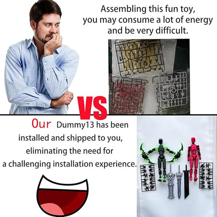 2 Packs T13 Action Figure Set (Assembly Completed) - Titan 13 Robot Movable, 3D Printed Articulated, Full Body Mechanical Doll - Christmas Birthday Gift for Kids Adult (R+G)