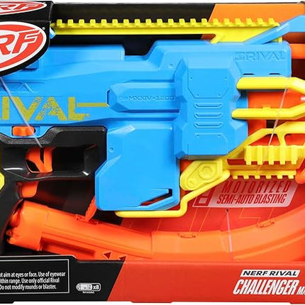 Nerf Rival Challenger MXXIV-1200 Motorized Blaster, Curved 12 Round Magazine, 18 Nerf Rival Accu-Rounds, Gifts for Teens
