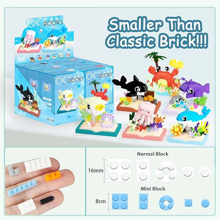 6 Packs Ocean Animals Building Blocks, Marine Life Building Set Toy, Mini Party Favors for Birthday Party Gifts，Goodie Bags Stuffers for Ages Boys Girls