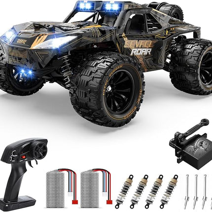 DEERC 1:14 Crawler RC Car, 48Kph High Speed RC Truck with LED Headlight for Boys Aldult, Offroad 4x4 2.4Ghz Remote Control Car, Monster Truck Toy, 2 Batteries, 40 Mins Running Time