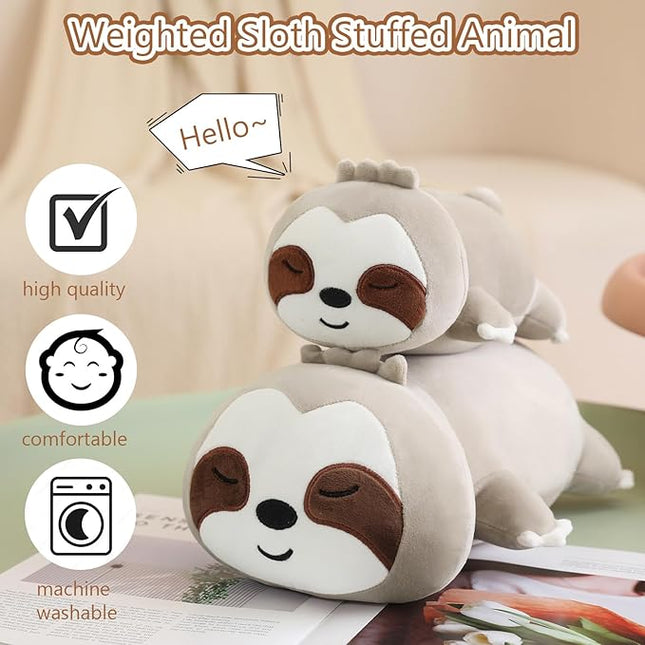 SQEQE Weighted Sloth Plush, Weighted Sloth Stuffed Animal, Cute Plushies Pillow Toy Gift for Kids Adults Brown 23.6 Inch, 3.1 Lbs