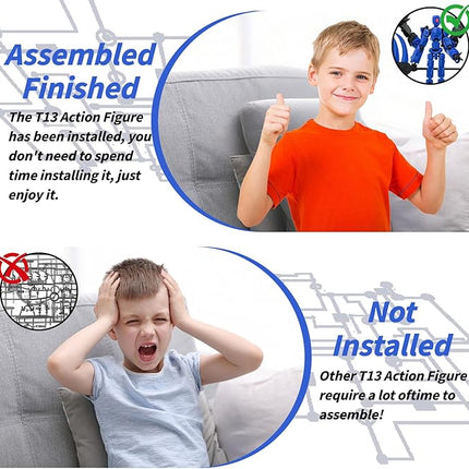 8Inch T13 Action Figure Assembly Completed,3D Printed Multi-Jointed Movable Toy Nova 13 Action Figures Desktop Decorations for Game Lovers Toy (Blue)