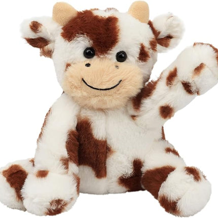 Hopearl Adorable Plush Cow Toy Floppy Dairy Cattle Soft Stuffed Animal Cute Birthday Gifts for Boys Girls Kids Toddlers, Dark Brown, 9''