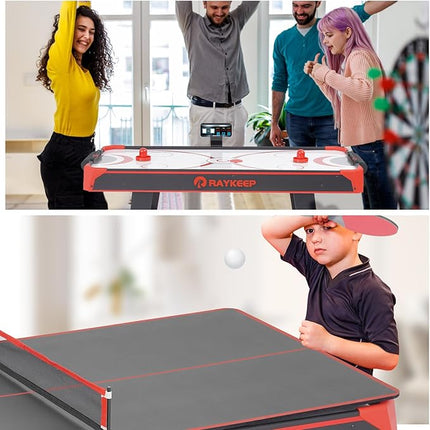 Air Hockey Table, Indoor Hockey Arcade Game Table w/2 Pucks, 2 Pushers, LED Scoreboard, Powerful 12V Motor, Perfect for Adults and Kids, Game Room, Home, Office