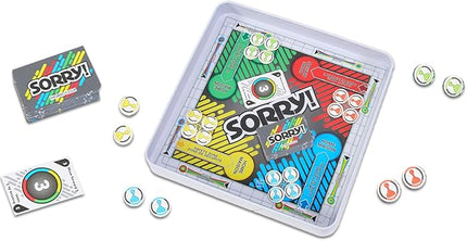 Magnetic Game Travel Set for Kids - Bundle with 2 Travel Games in Tin Featuring Sorry, Guess Who Plus Stickers, More | Hasbro Travel Games for Kids 8-12
