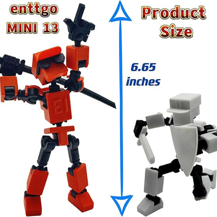 (Assembly Completed) 3D Printed 6.65-inch Action Figure Mini-13, Full Body Mechanical Movable Toy, Multiple Accessories, Desk Decoration, Creative Gifts (Orange)