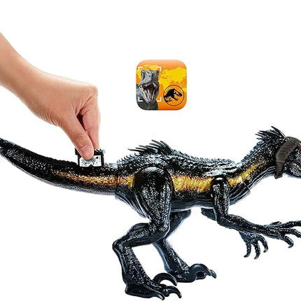 Mattel Jurassic World Dinosaur Figure Indoraptor Track N Attack with Tracking Gear & 3 Attack Features, Toy Gift with Physical & Digital Play