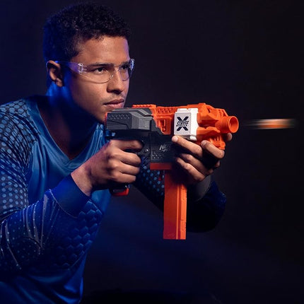NERF Pro Stryfe X Dart Semi-Auto Blaster, Rechargeable LiPo Battery, 30 AccuStrike Half-Length Darts, 15-Dart Magazine, 150 FPS, Eyewear, 14+ (Amazon Exclusive)