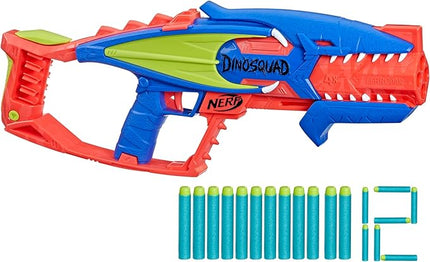 NERF DinoSquad Terrodak, 4 Blasting, Storage, 12 Elite Dart Foam Blasters, Dinosaur Toys for Kids Outdoor Games