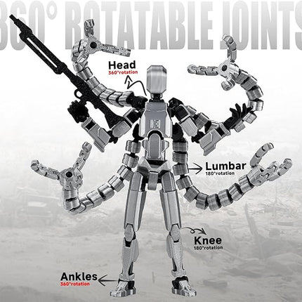 Already Assembled T13 Action Figure Accessories,T13 Multi-Jointed Movable,for Collectors Desktop Decorations t-13 Movability 3D Printed Toys (Gray)