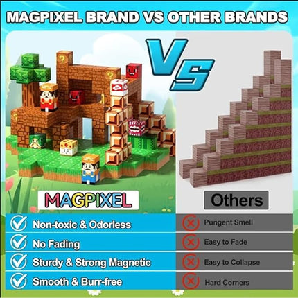 Magnetic Blocks Building Toys: Upgraded Adventure Magnetic Building Blocks Game Set for Kids Ages 3+, 48PCS Construction Toys STEM Sensory Educational Christmas Birthday Gifts
