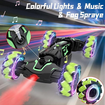 Gesture Sensing RC Stunt Car - 2.4GHz 4WD Drift Hand Remote Controlled Twist Stunts Cars Offroad 360° Rotation, Lights & Music, Birthday Gift for Boys & Girls Ages 6-12