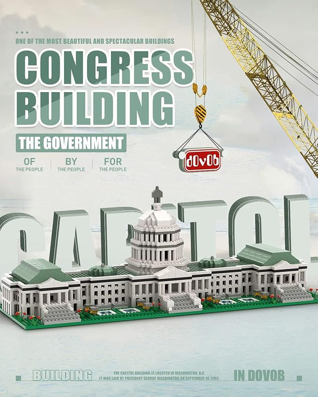 dOvOb Micro Mini Blocks United States Capitol Building Set, 2888 Pieces Bricks, 3D Puzzle Collection Model Kit as Gift for Adults or Kids
