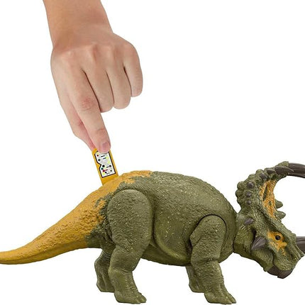 Mattel Jurassic World Dominion Roar Strikers Dinosaur Action Figure with Roaring Sound & Attack Action, Sinoceratops Dino Toy Includes Downloadable App & AR