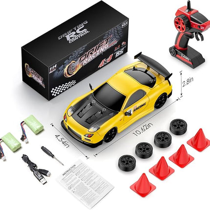 RC Drift Car, 1:14 Scale 4WD Drift Remote Control Car 2.4GHz 28km/h High Speed RC Racing Car, RTR with LED Lights,Racing and Drift Tires for Teens, Kids, Boys and Adults