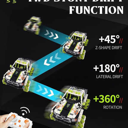 Pickup Truck Building Kits with Remote Control for Adults,Technic Off-Road Car Building Blocks Toys,STEM Engineering Gift for Mens,Boys,Kids-1550PCS(Green)