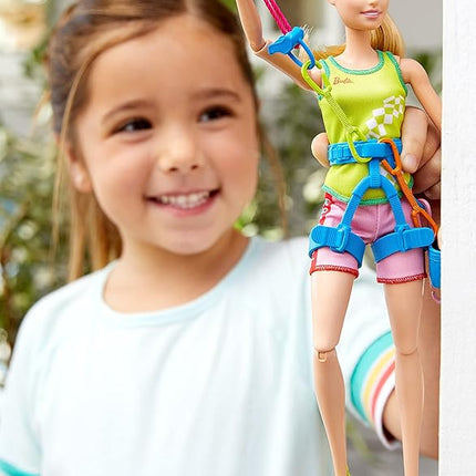 Barbie Olympic Games Tokyo 2020 Sport Climber Doll with Uniform, Tokyo 2020 Jacket, Medal, Harness, Weight and Climbing Clips for Ages 3 and Up