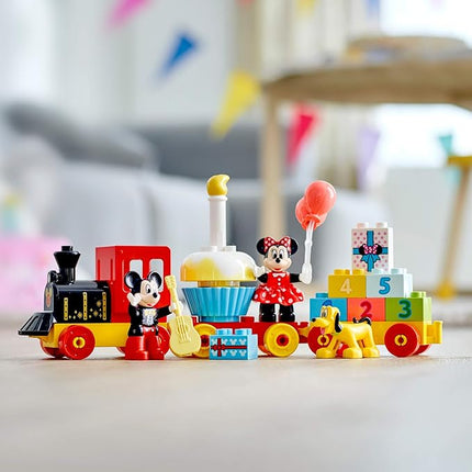 LEGO DUPLO Disney Mickey & Minnie Mouse Birthday Train - Building Toys for Toddlers with Number Bricks, Cake and Balloons, Early Learning and Motor Skill Toy, Great Gift for Girls, Boys Ages 2+, 10941