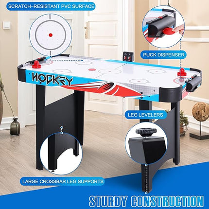 Foldable Air Hockey Table, 48" Indoor Air Hockey Arcade Table Gaming Set with 2 Pucks, 2 Pushers, Electronic Score Systems for Adults and Kids, Home Game Room, Family Recreation