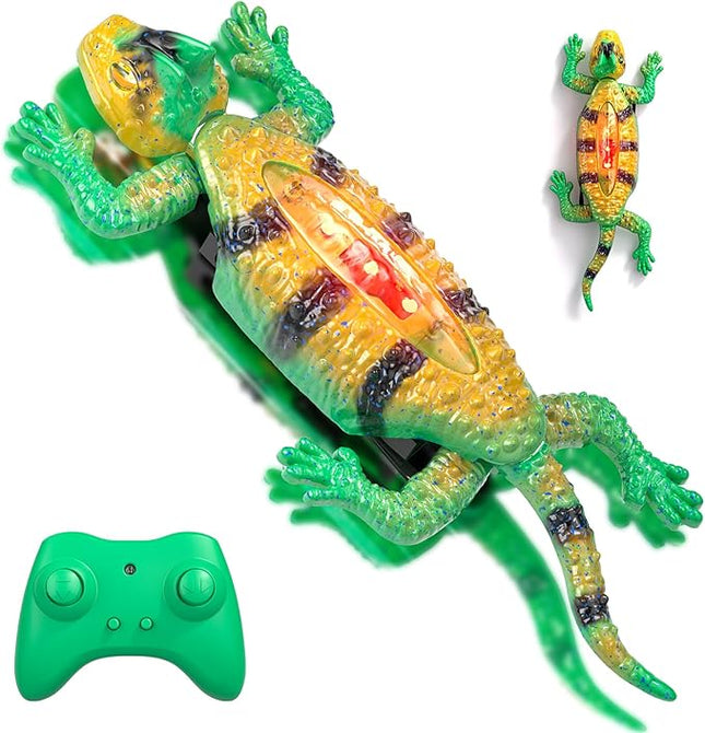Axirata Wall Climbing Gecko Remote Control Robot Toys for Kids 3-5 4-7 6-8 8-12+ Year Old with Cool Lights, Rechargeable RC Robots Gecko Toy Climbs Walls & 360°Rotation, Birthday Gifts for Boys Girls