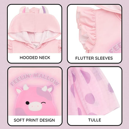 Squishmallows Girls Scuba Cosplay Hooded Tulle Tutu Dress Toddler to Big Kid Sizes (4T - 14-16)